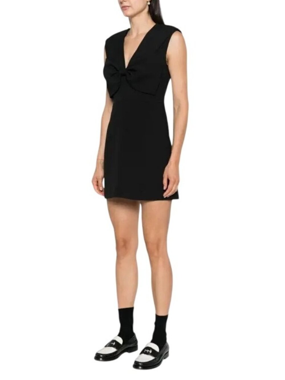 Sandro Bow detailed Crepe Mini Dress in black 40 Womens